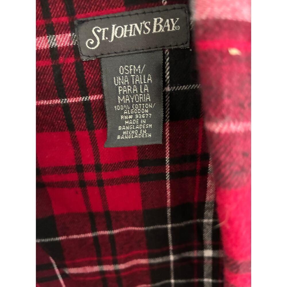 St. John's Bay Mens Robe 2XL Flannel Cotton Plaid Long Sleeve Loungewear - Picture 2 of 5